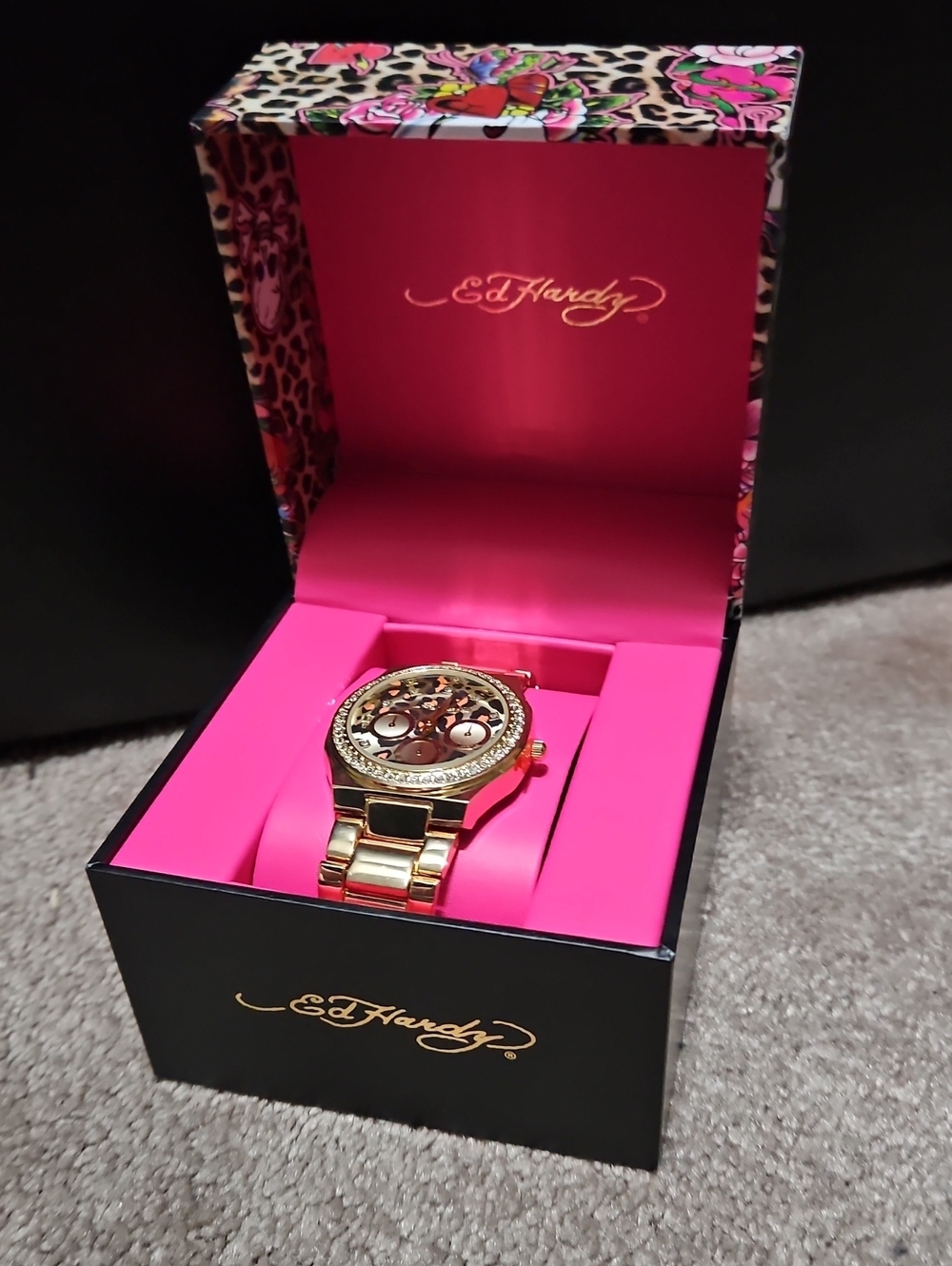 Ed Hardy Women's Gold Leopard Watch